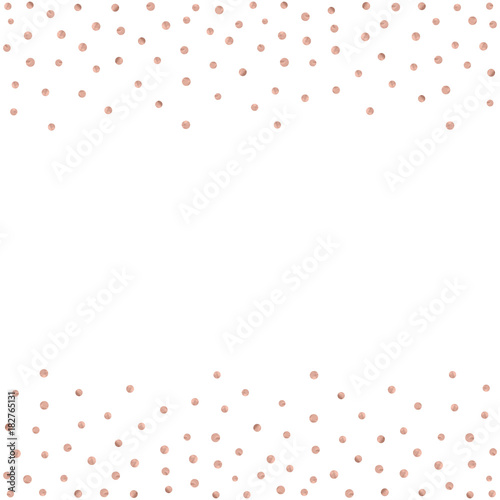 Rose gold glitter beautiful fashion background polka dot vector illustration. Pink golden dots confetti frame.