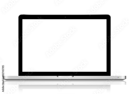 laptop with blank screen to present your application design. On white background.