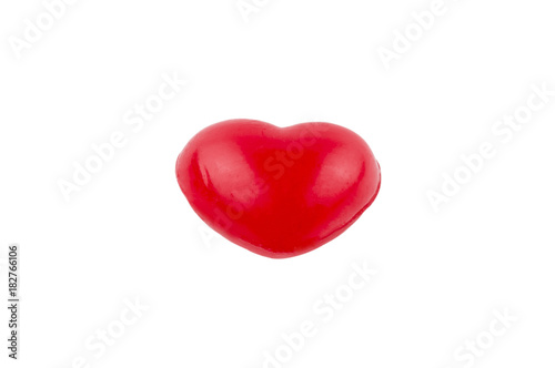 Red heart soap in wooden box for love to Valentine day with isolate clipping path.