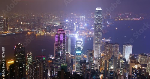 Wallpaper Mural Hong Kong urban city at night Torontodigital.ca