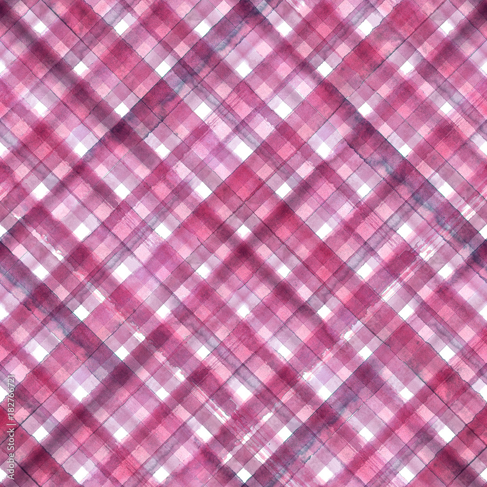 Pink and purple diagonal plaid seamless pattern
