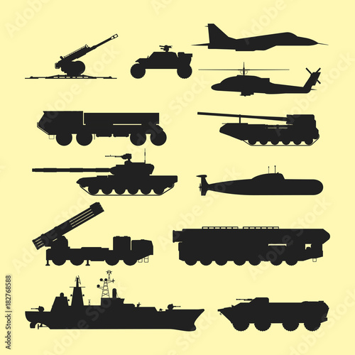 Military army transport technic vector war tanks industry technic armor system armored army personnel camouflage carriers weapon illustration.