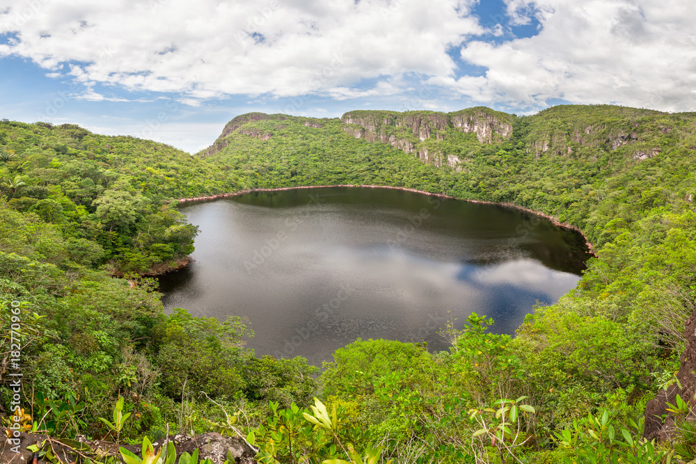 Fototapeta premium Panoramic shot of Leopoldo Lake (Paraka Wachoi in native language), in Amazonas state, in Venezuela