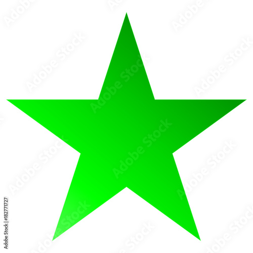 Christmas star green - simple 5 point star - isolated on white