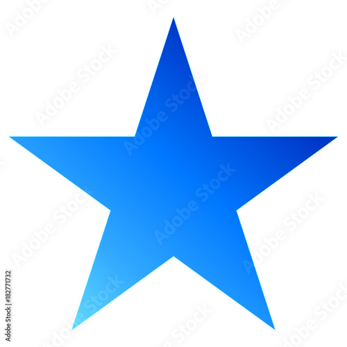 Christmas star blue - simple 5 point star - isolated on white