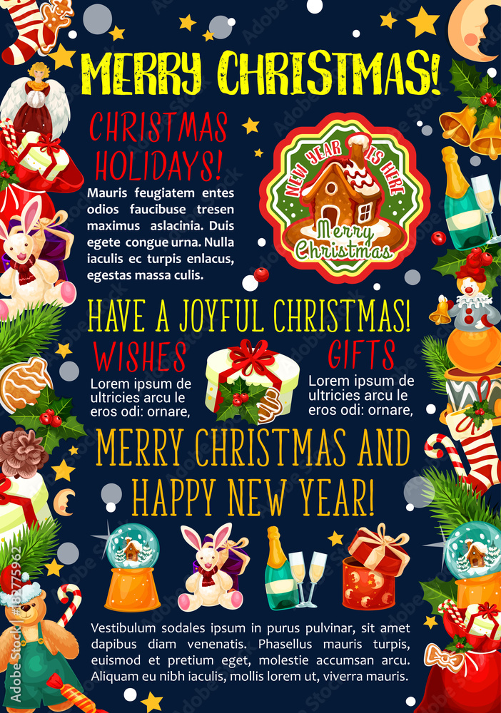 Christmas greeting card vector New Year gifts