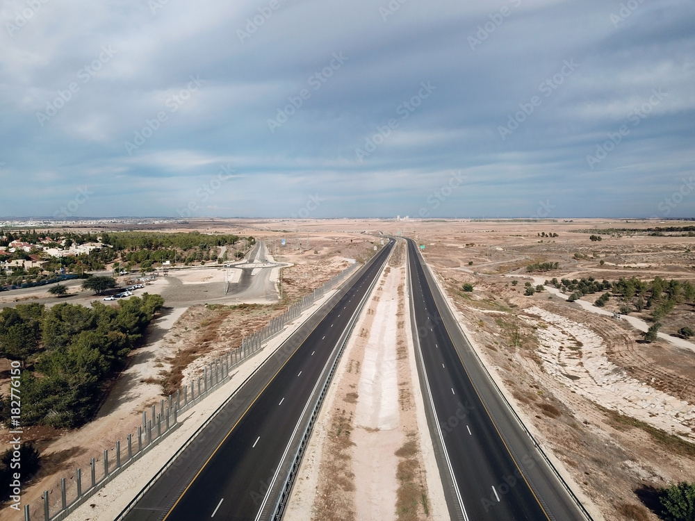 Top view of a highway in Israel