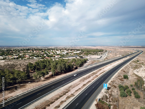 Top view of a highway in Israel