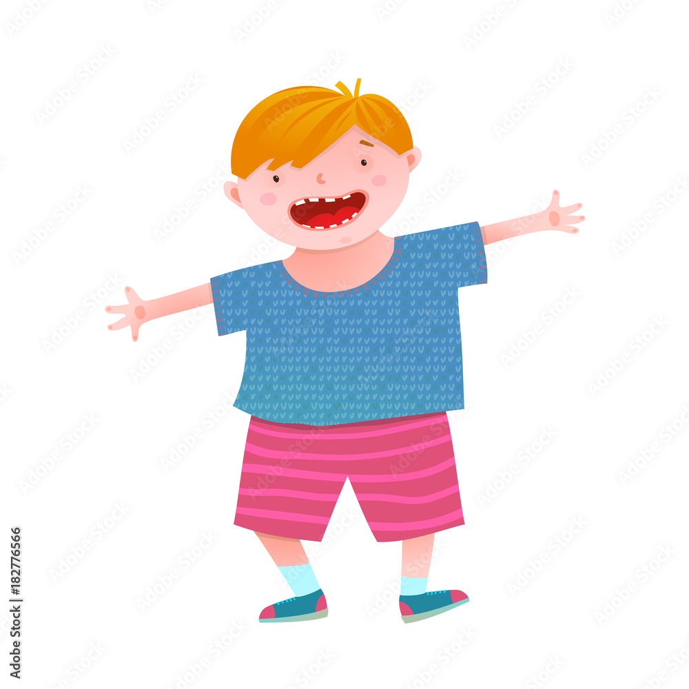 Childish boy mascot funny and cheerful vivid colors. Vector illustration. Childish boy mascot funny and cheerful vivid colors. Vector illustration.