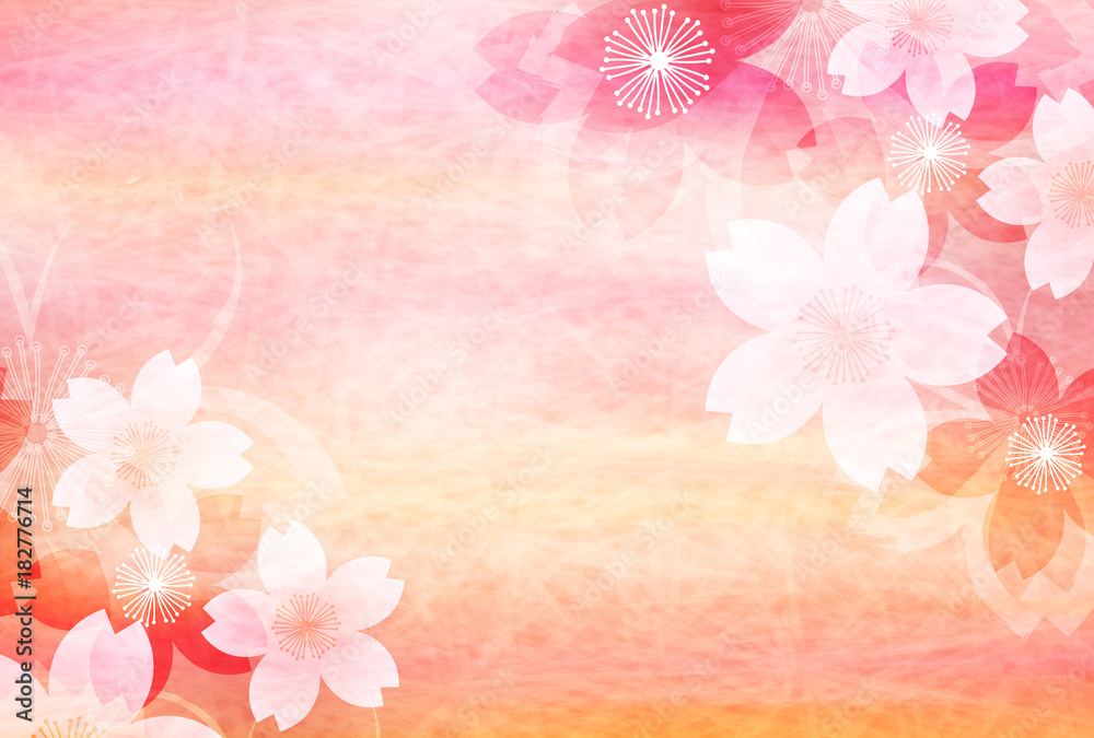 桜　年賀状　和紙　背景 