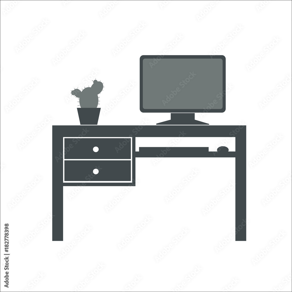 Office desk icon. Vector illustration Office desk icon. Vector illustration
