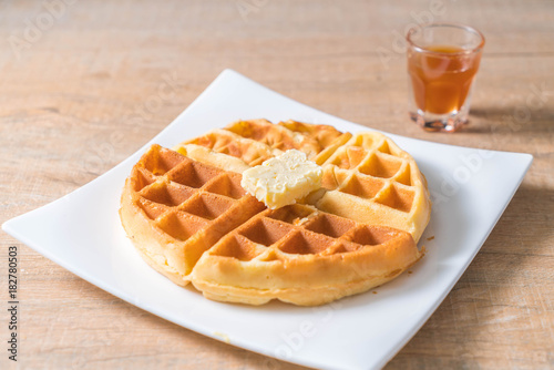 waffle with butter and honey