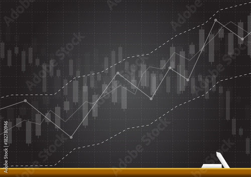 Business candle stick graph chart of stock market investment trading on dark background design. Bullish point, Trend of graph. Vector illustration