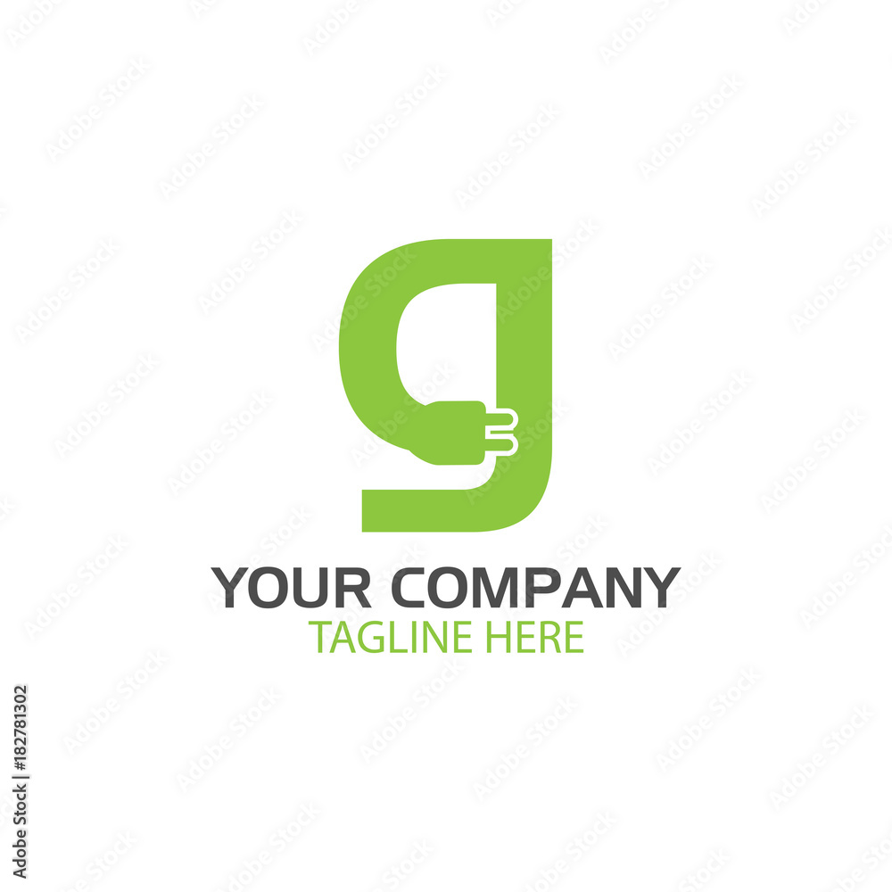 Creative Letter G with plug icon. Flat Vector illustration Creative Letter G with plug icon. Flat Vector illustration
