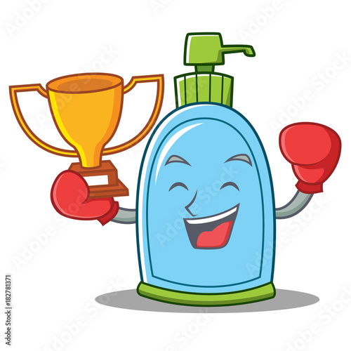 Boxing winner liquid soap character cartoon