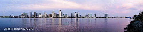 Long Panoramic View San Diego Waterfront Downtown City Skyline