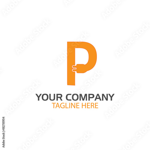 Free Download Creative Letter P with plug icon.  Flat Vector illustration - GFXLoad