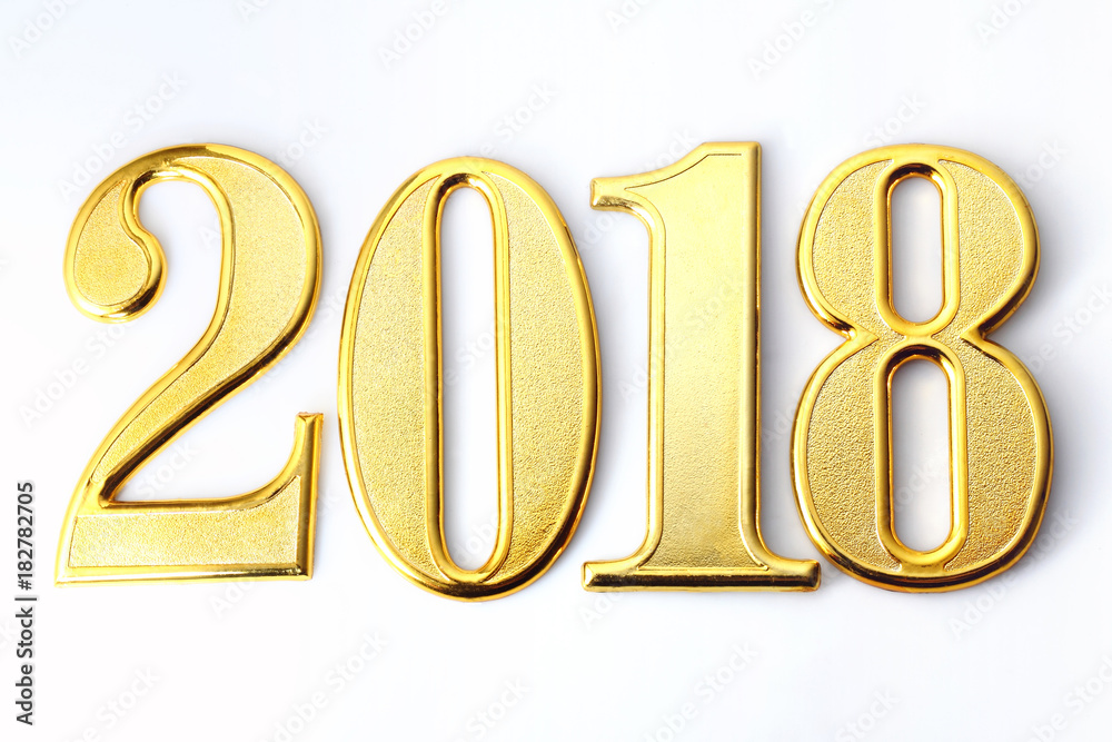 2018 gold numbers text and decoration. 2018 gold numbers text and decoration.