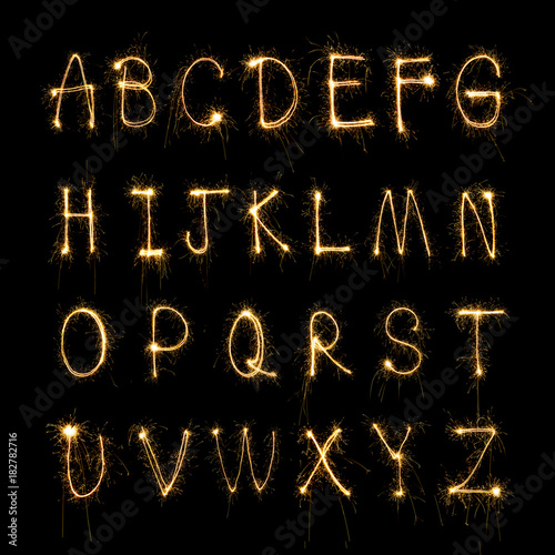 Wall Mural sparkler firework light alphabet