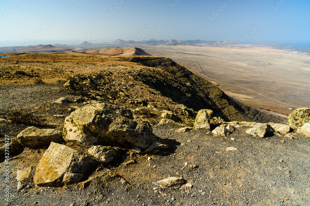 The cliffs of Famara. Mirador de Ermita de las Nieves. Lanzarote. Canary Islands. Spain The cliffs of Famara. Mirador de Ermita de las Nieves. Lanzarote. Canary Islands. Spain