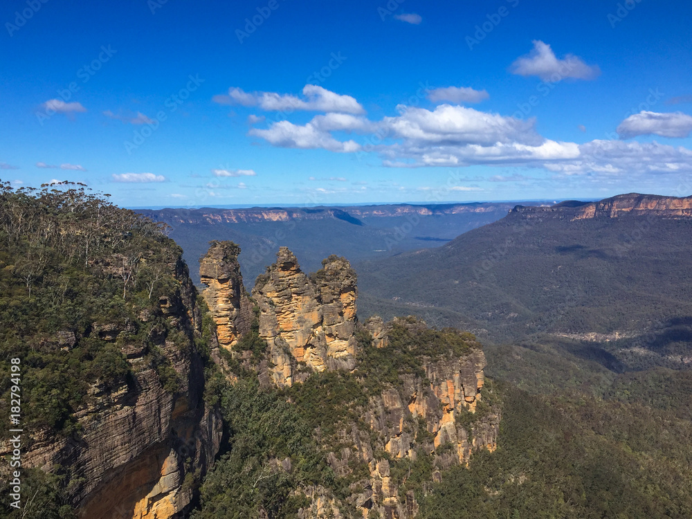 Three Sisters rock formations in the Blue Mountains Australia