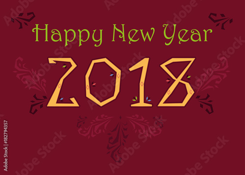 Happy New Year 2018. Folk numerals photo