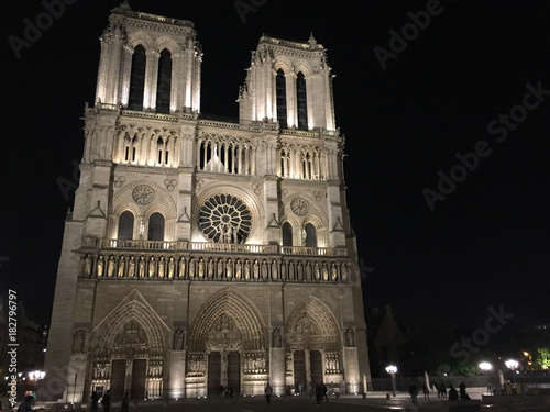Nighttime view of Notre Dame