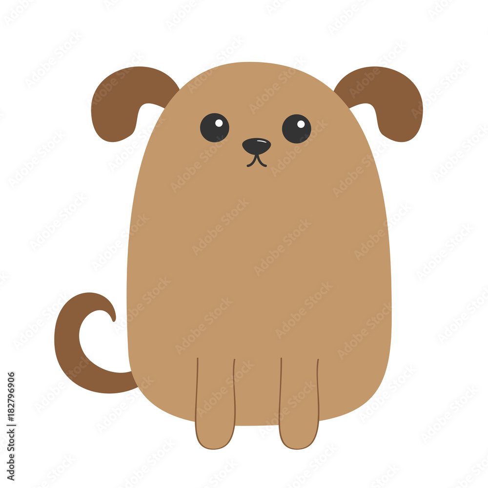 Dog puppy. Cute cartoon character. Funny face head. Pet baby collection.  Eyes, nose, eyes, tail. Isolated. White background. Flat design. Stock  Vector | Adobe Stock