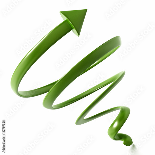 Helix shaped arrow sign isolated on white background. 3D illustration