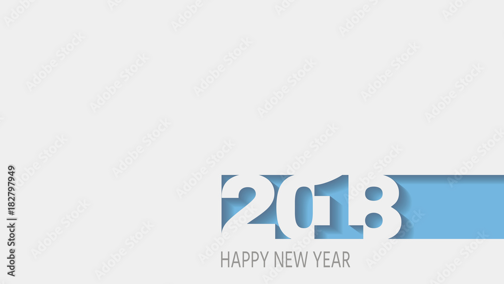 2018 happy new year, abstract design 3d,  white paper.  illustration