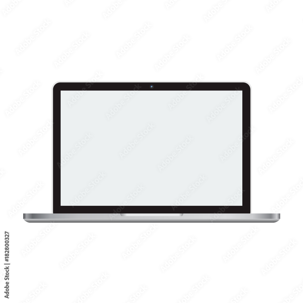 Laptop front view mockup with empty or blank screen. Laptop front view mockup with empty or blank screen.