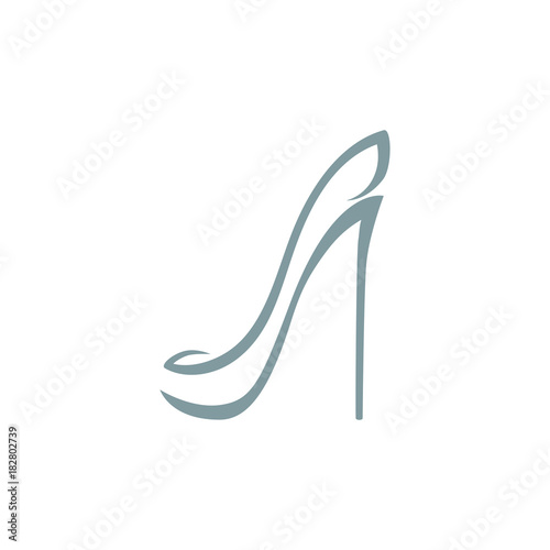 Abstract high heel shoe symbol, icon on white. Used for logo