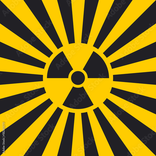 Sign dangerous Ionizing radiation pop art style, vector Ionizing radiation sign in yellow and black rays, Hazard symbol background warning