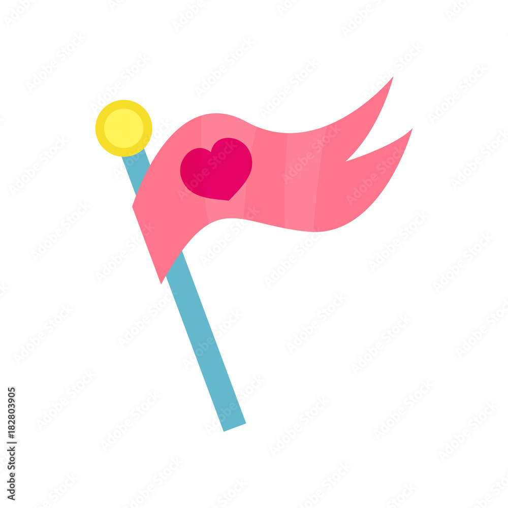Pink flag with heart cartoon vector Illustration Pink flag with heart cartoon vector Illustration