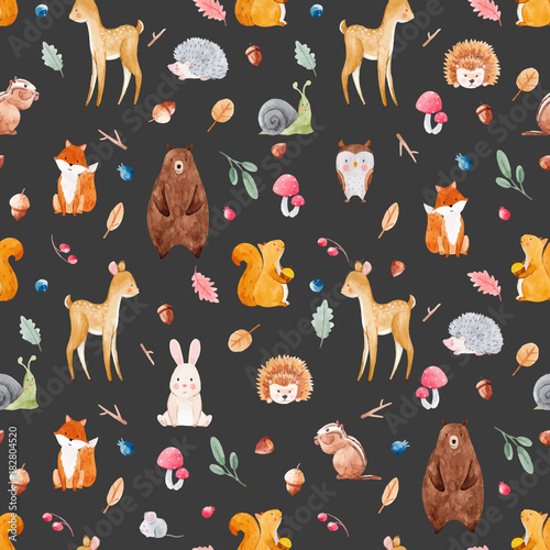 Watercolor baby vector pattern