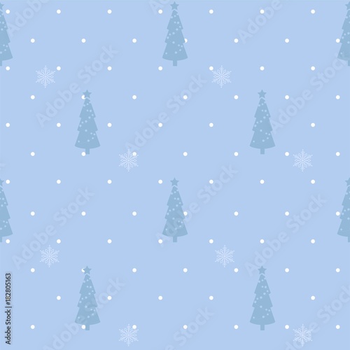 Winter christmas seamless pattern with christmas tree, snow and snowflakes. Vector illustration © ira_qiwi