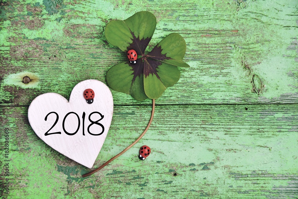 Viel Glück 2018 Frohes neues Jahr Glücksbringer StockFoto Adobe