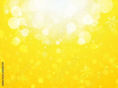 white yellow abstract Christmas background with snowflakes