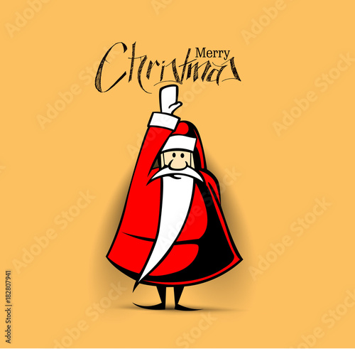 Christmas Background Santa Claus hand up try to fly isolate white background, vector illustration