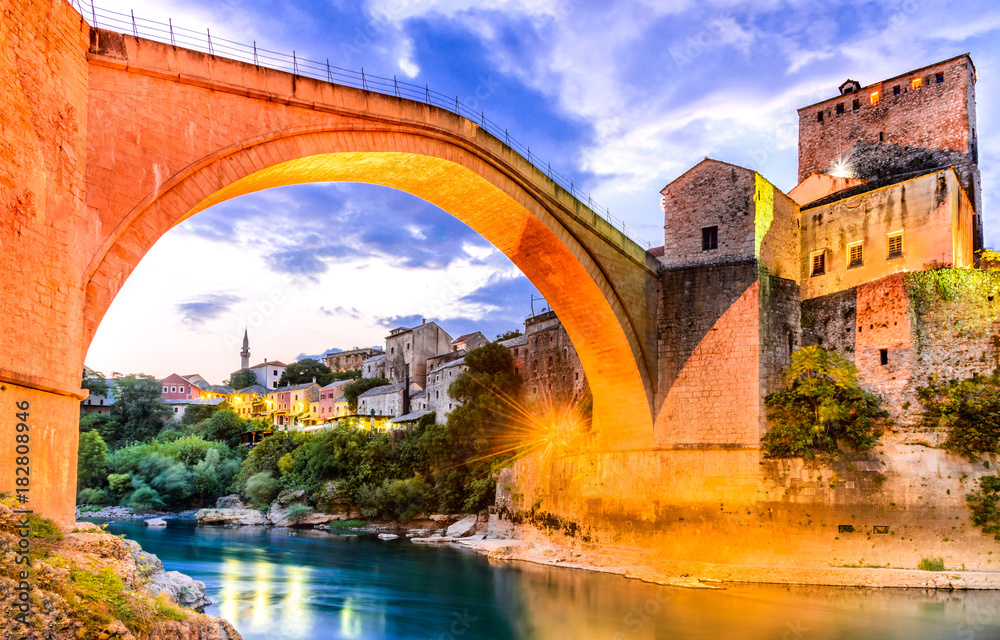 Mostar, Stari Most bridge in Bosnia and Herzegovina