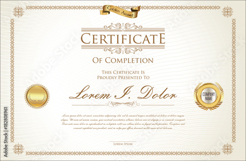 Certificate or diploma retro template