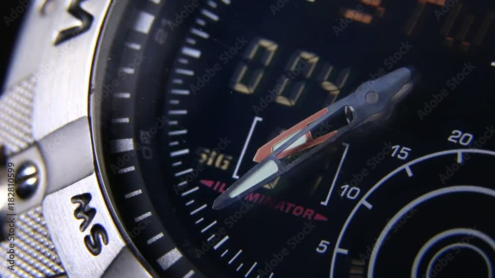 Macro close up of a tactical digital watch face functioning
Macro close up of a tactical digital watch face functioning