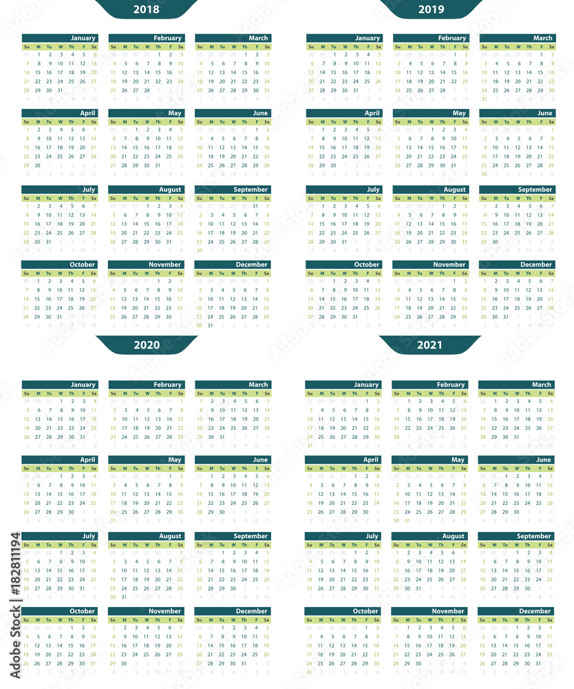 Set of calendar vector template 2018-2020 Set of calendar vector template 2018-2020