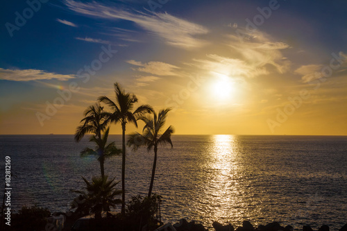 Amazing background on Adeje coast at sunset in summer holiday  in Tenerife  Canary island