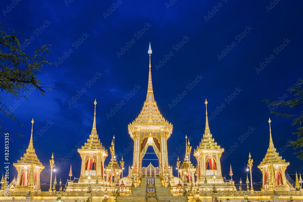 The Royal Crematorium Replica for King Bhumibol Adulyadej (Pra May Ru Maat) at Sanam Luang for royal funeral Cremation Ceremony 15 November 2017 Bangkok Thailand.