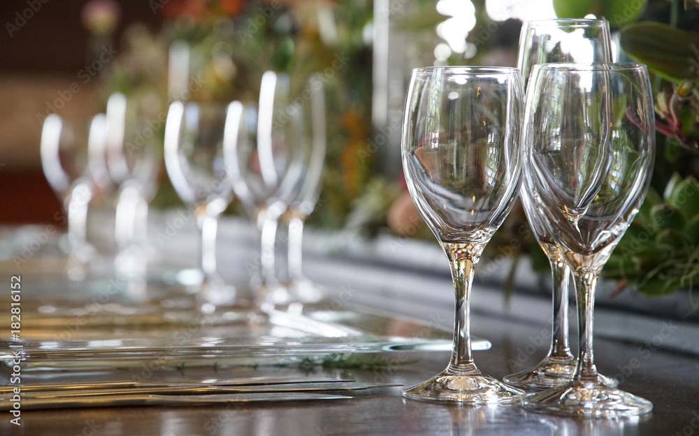 Many glasses on the table Many glasses on the table