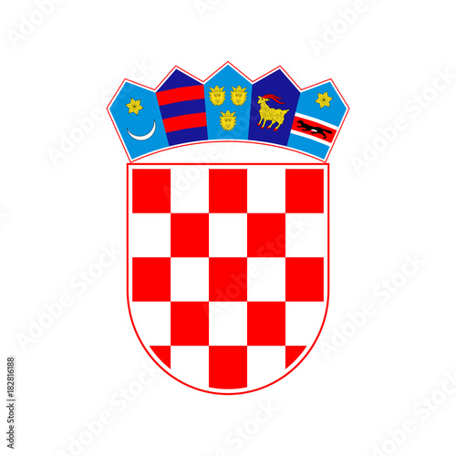 Croatian coat of arms, official colors and proportion correctly. National Croatian Coat Of Arms. Vector illustration on white background.
