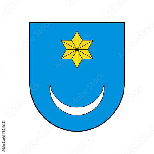 Blue shield with star and crescent. Symbol of Croatian Illyria. Abstract concept. Vector illustration on white background. photo