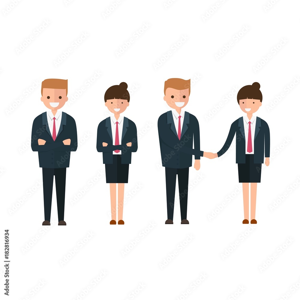 Young business people, man and woman, in cartoon style Isolated on white background. Young business people, man and woman, in cartoon style Isolated on white background.