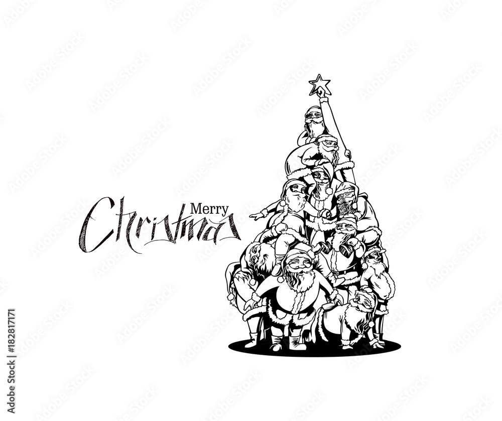 Christmas santa tree background Cartoon Style Hand Sketchy drawing of a funny Santa Claus, vector illustration. Christmas santa tree background Cartoon Style Hand Sketchy drawing of a funny Santa Claus, vector illustration.